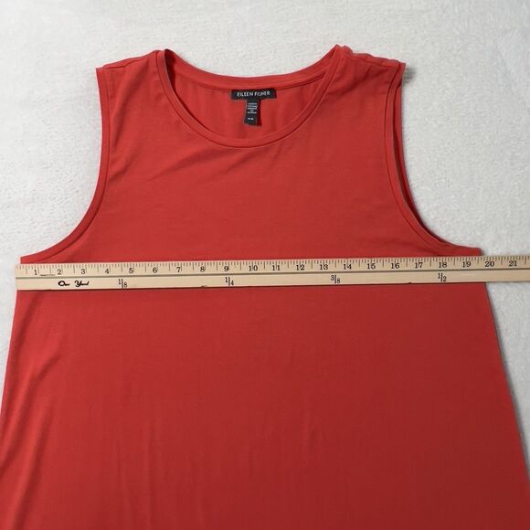 Eileen Fisher Jersey Long Tank Top Womens Sz M Orange  Stretch Crew Neck - Picture 6 of 8